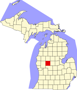 Map of Michigan highlighting Mecosta County