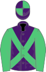 Purple, emerald green cross belts and sleeves, quartered cap