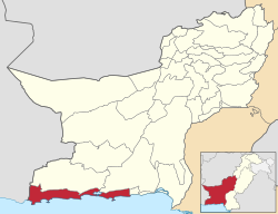 Map of Balochistan with Gwadar District highlighted