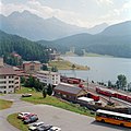 St. Moritz stasjon, der Albulabanen og Berninabanen møtes. Foto: Herbert Ortner