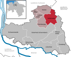 Poziția Vollersode pe harta districtului Osterholz