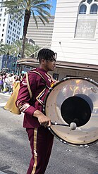 Drummer, at the Zulu parade Mardi Gras, in New Orleans, 2024