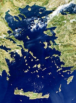 צילום לוויין של הים האגאי.
