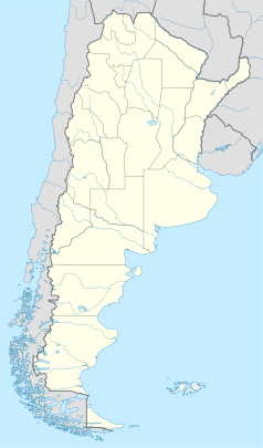 Mapa konturowa Argentyny, u góry znajduje się punkt z opisem „Estadio Córdoba”