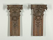 Два фрагмента французских пилястр из дуба, в Смитсоновском музее дизайна Купера Хьюитта (Нью-Йорк)