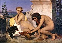 Млади гърци се забавляват с бой с петли (1846)