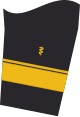 Dienstgradabzeichen eines Admiralarztes (Approbation für Humanmedizin) auf dem Unterärmel der Jacke des Dienstanzuges für Marineuniformträger