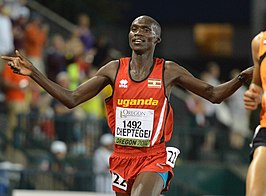 Joshua Cheptegei op de WK voor junioren van 2014 in Eugene.