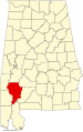 State map highlighting Clarke County