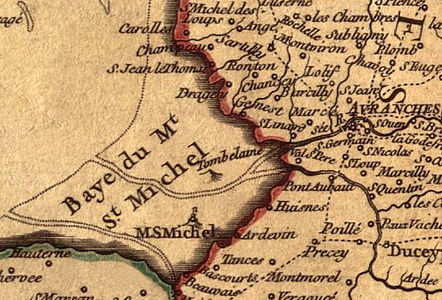 El Mont Saint-Michel en un mapa del 1758
