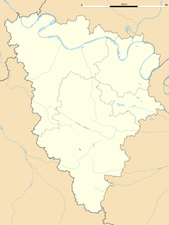 Mapa konturowa Yvelines, po prawej nieco u góry znajduje się punkt z opisem „Le Pecq”