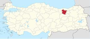 Gümüşhanská provincie na mapě Turecka