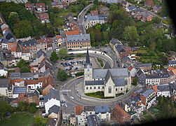 Vue aérienne du centre d'Overijse.