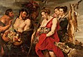 Diana presenting catch to Pan by Rubens 1615, W: 211.5 cm (83.3 in). H: 145 cm(57.1 in).