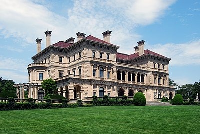 The Breakers is a Vanderbilt mansion located on the Atlantic Ocean at Ochre Point Avenue, Newport, Rhode Island, United States. It is a National Historic Landmark and a contributing property to the Bellevue Avenue Historic District, and is owned and operated by the Preservation Society of Newport County.