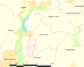 Poziția localității Morcourt. Aisne