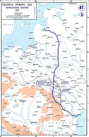 Vyobrazení východní fronty v roce 1917.