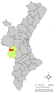 Localização do município de Jalance na Comunidade Valenciana