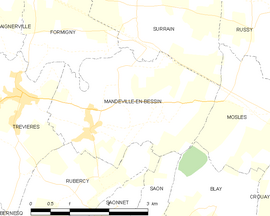 Mapa obce Mandeville-en-Bessin
