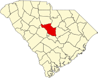 Kort over South Carolina med Richland County markeret