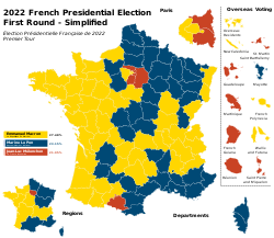 Simplified 2022 French presidential election's first round map