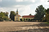 Landschaft für die Zucht und Dressur von zeremoniellen Wagenpferden in Kladruby nad Labem