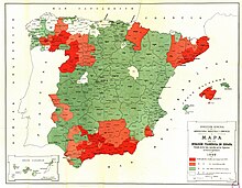 Карта нашествия филлоксеры в Испании, 1899 г.