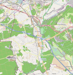 Mapa konturowa Mysłowic, blisko centrum na lewo u góry znajduje się punkt z opisem „Słupna”