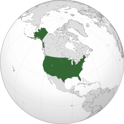 Projektion af Nordamerika med USA i grøn