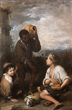 Tres muchachos (Dos golfillos y un negrito), war-dro 1670, Londrez, Dulwich Picture Gallery.