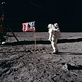 Image 2Photo of American astronaut Buzz Aldrin during the first moonwalk in 1969, taken by Neil Armstrong. The relatively young aerospace engineering industries rapidly grew in the 66 years after the Wright brothers' first flight. (from 20th century)