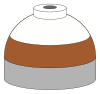 Illustration of cylinder shoulder painted in brown (lower) and white (upper) bands
