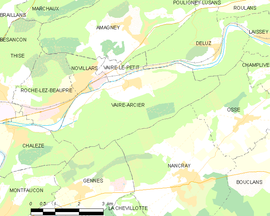 Mapa obce Vaire-Arcier