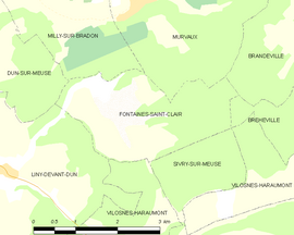 Mapa obce Fontaines-Saint-Clair