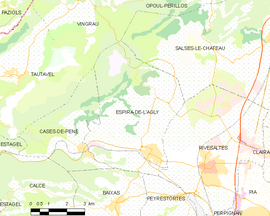 Mapa obce Espira-de-l’Agly