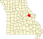 Harta statului Missouri indicând comitatul Warren