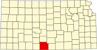 Map of Kansas highlighting Barber County