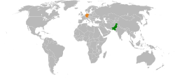 Map indicating locations of Pakistan and Germany