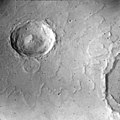 Viking orbiter image of Yuty crater showing lobate ejecta.