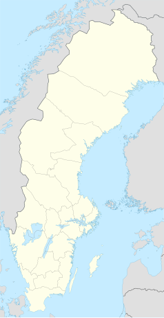 Mapa konturowa Szwecji, blisko lewej krawiędzi na dole znajduje się punkt z opisem „Rysunki naskalne w Tanum”