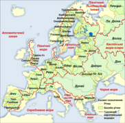 Карта головних водозбірних басейнів Європи
