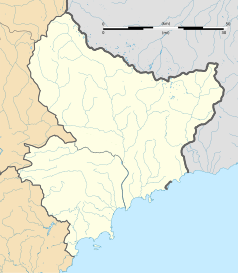 Mapa konturowa Alp Nadmorskich, u góry znajduje się punkt z opisem „Isola”