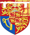 סמל הנסיך מוויילס תגית לבנה עם שלושה קצוות במרכז משובץ שלט האצולה של נסיכות ויילס