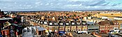 Partial Panorama looking northwest towards Pinner (left) and Headstone (right) from building at the bottom of the northern downslope of Harrow on the Hill (200m north of the mainline station) - the listed building on the left in the foreground is 315 Station Road, Harrow, closest to the hill itself, currently occupied by NatWest[22]