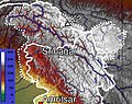 Топографическая карта долины Кашмир, Джамму Ладака.