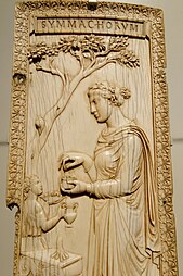 Roman cartouche on the right leaf of the Symmachi–Nicomachi diptych, c.400, ivory, Victoria and Albert Museum, London[4]