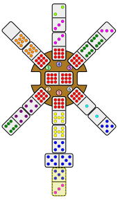 A 5-3 domino is placed to cover the double-five domino previously played.