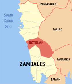 Map of Zambales with Botolan highlighted
