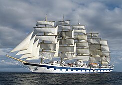 Het in 2000 gebouwde 'tallship' Royal Clipper wordt gebruikt als cruiseschip