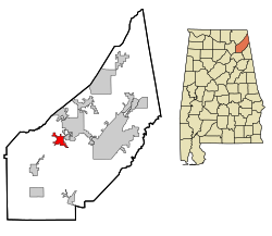 Location in شهرستان دیکلب، آلاباما and the state of آلاباما